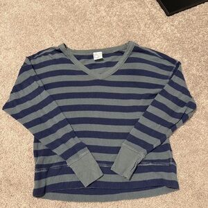 Aerie Blue and Gray Striped Blouse